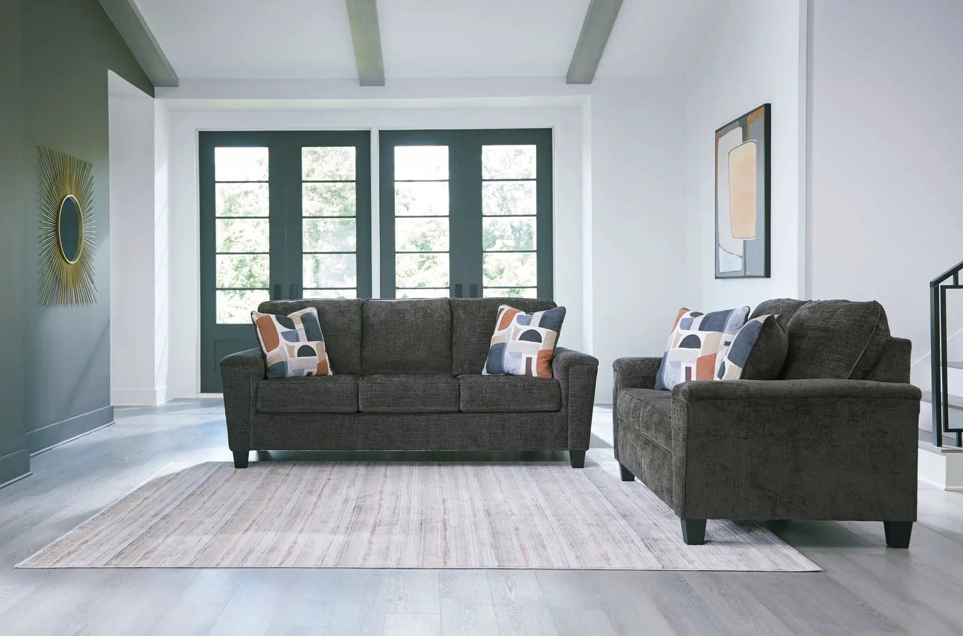 Erinslane stationary chair & ottoman set in dark gray fabric, 2-piece by Unique Piece Furniture on Tampa Home & Garden Store