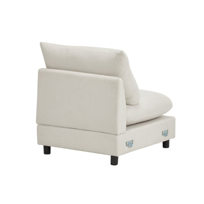 HouseOfZazla 99 in oversize 5-piece L-shaped modular sectional sofa in beige fabric on Tampa Home & Garden Store