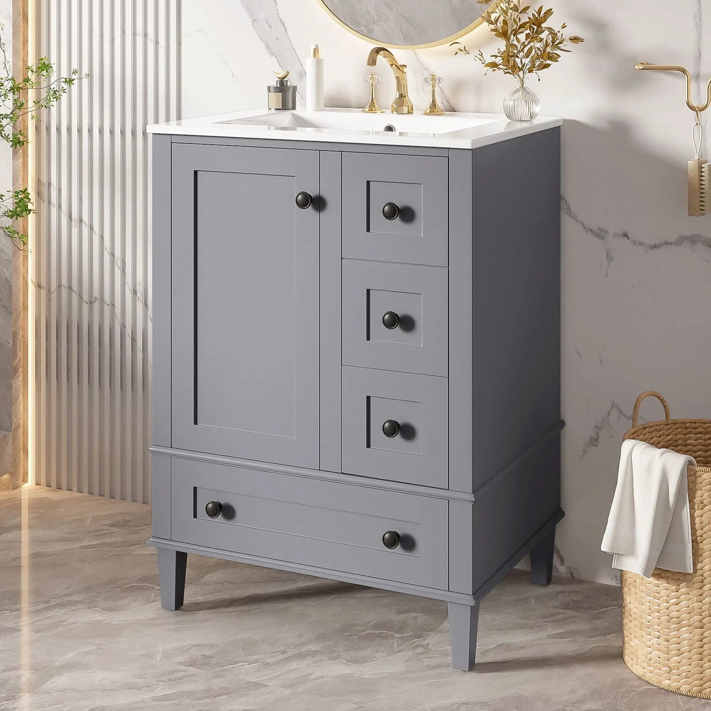 Bathroom Vanity With Basin and Soft Close Drawers