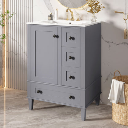 Bathroom vanity with integrated white basin and gray cabinet by HouseOfZazla on Tampa Home & Garden Store