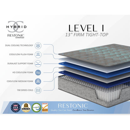 HouseOfZazla Comfort Care 13in Firm Hybrid Mattress with advanced cooling and layered foam on Tampa Home & Garden Store