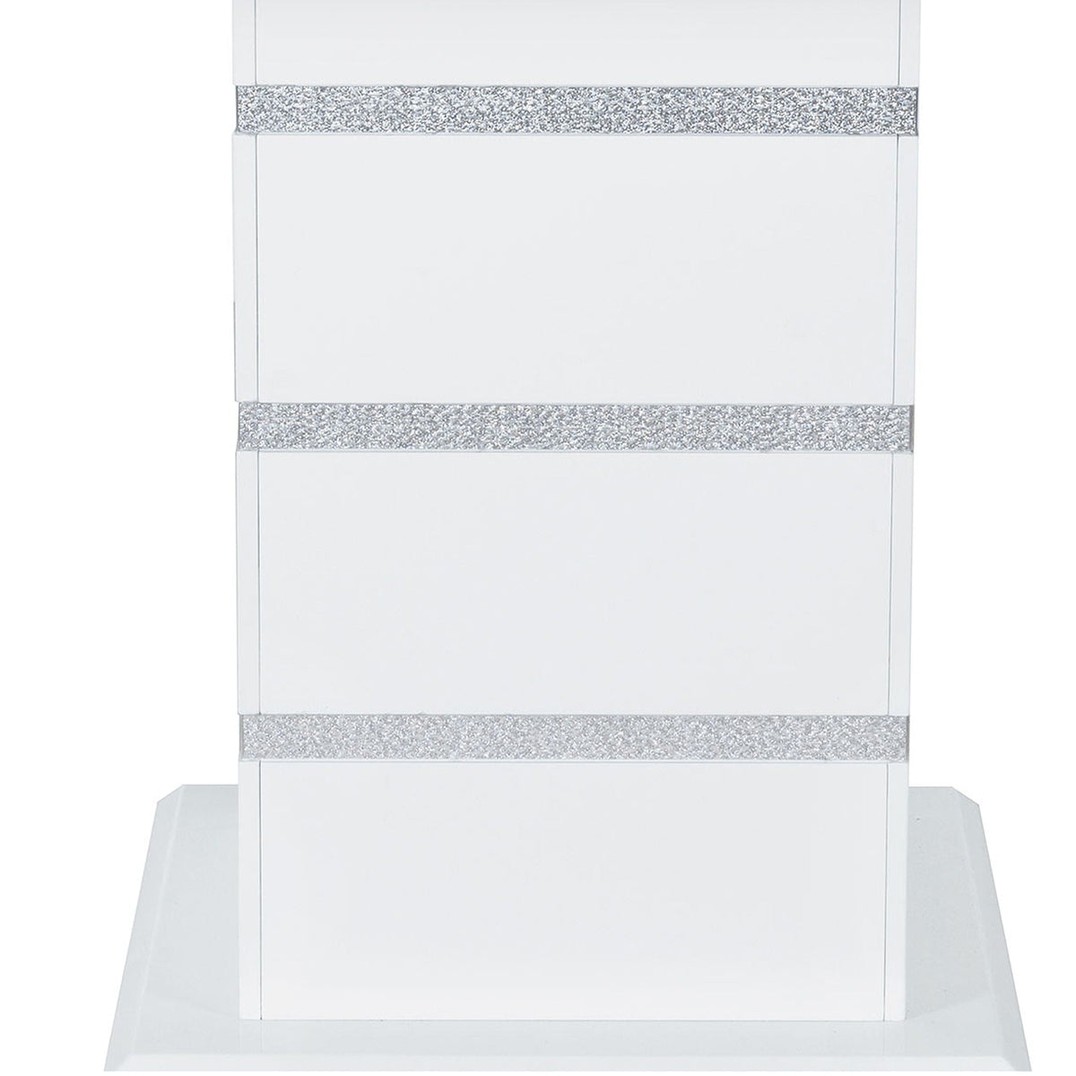 Ariya Bar Table with Glass Inlay white glossy panels with glitter bands by HouseOfZazla on Tampa Home & Garden Store