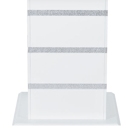 Ariya Bar Table with Glass Inlay white glossy panels with glitter bands by HouseOfZazla on Tampa Home & Garden Store