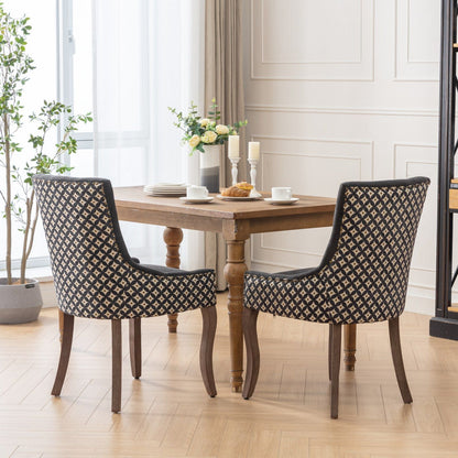 Ultra Side Dining Chair Set of 4 with solid wood legs and black beige patterned upholstery on Tampa Home & Garden Store