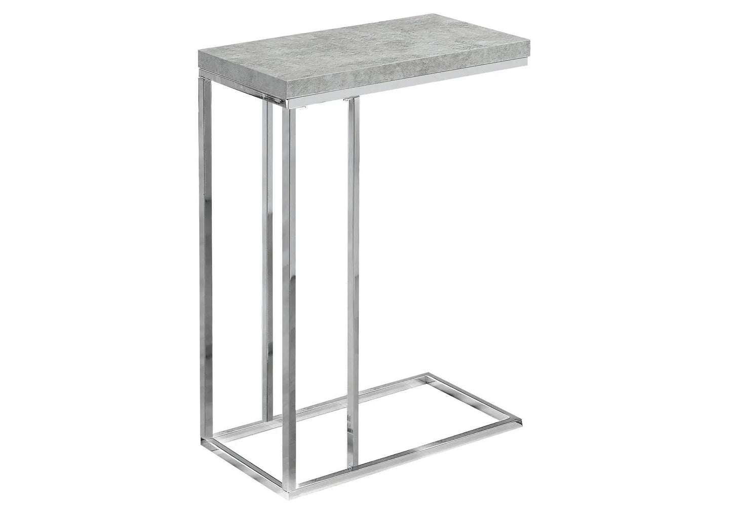 Accent Table C-shaped with tempered glass top and chrome metal frame, contemporary design on Tampa Home & Garden Store