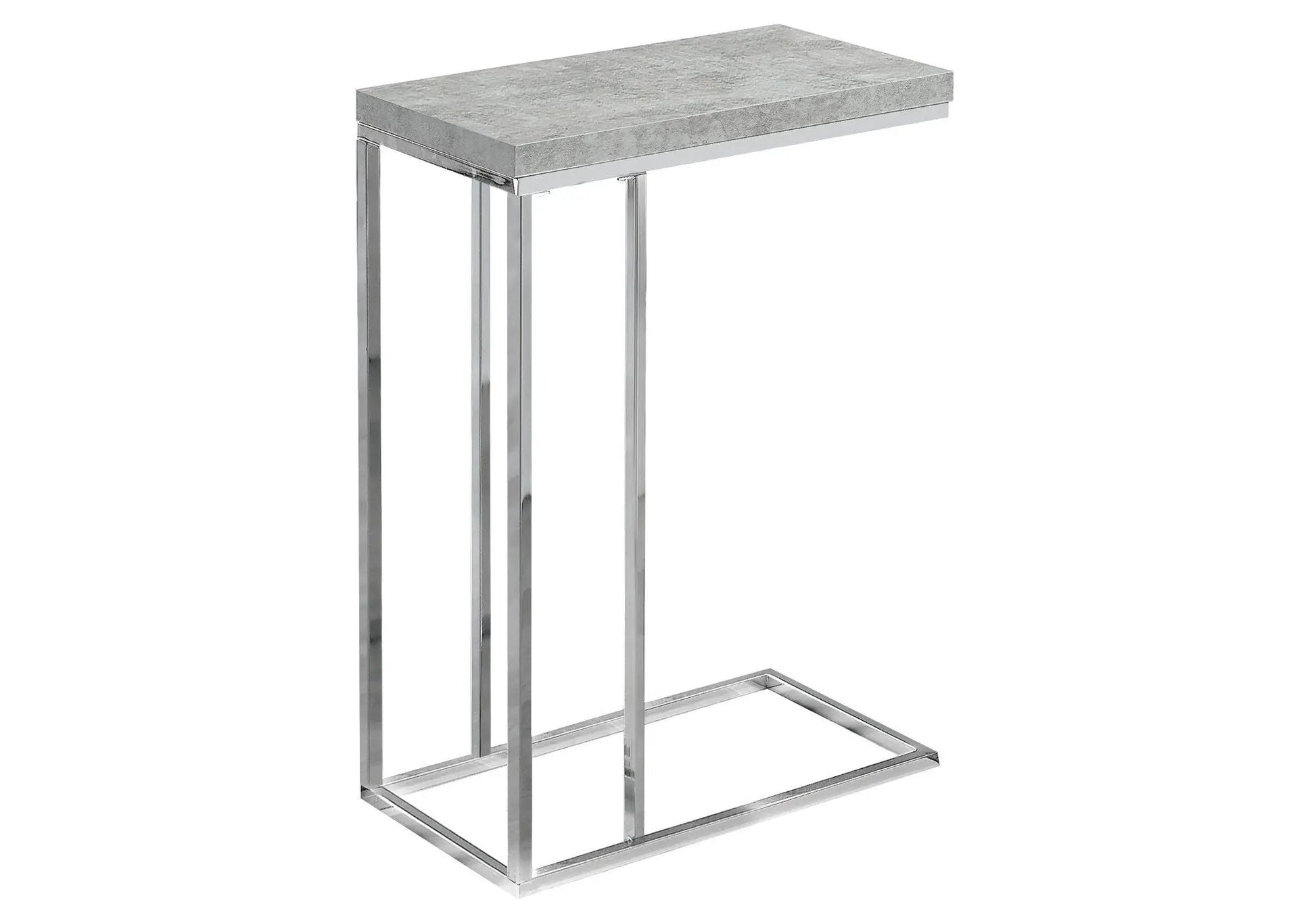 Accent Table C-shaped with tempered glass top and chrome metal frame, contemporary design on Tampa Home & Garden Store