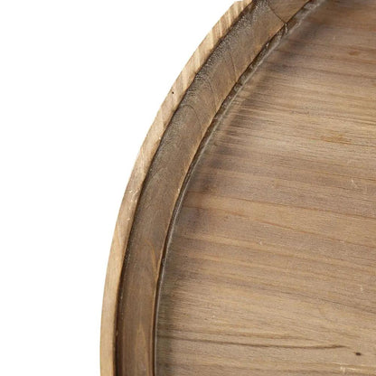 Round 3-tier side table in natural wood finish with a smooth curved edge on Tampa Home & Garden Store