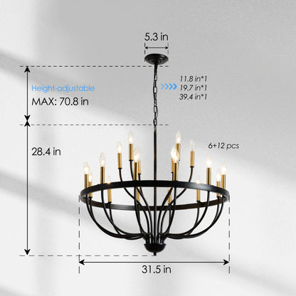 18-Light Iron Candle Chandelier black with gold candle holders HouseOfZazla on Tampa Home & Garden Store