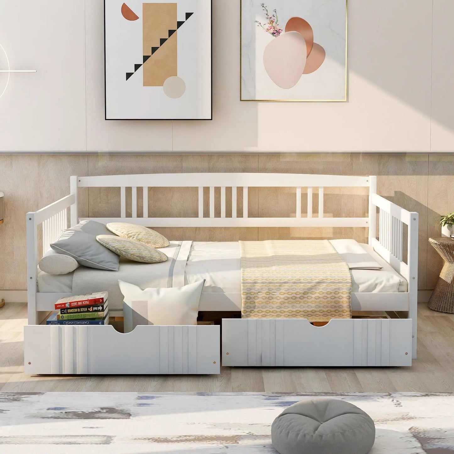 Multifunctional Modern Daybed storage bed in white with under-bed drawers on Tampa Home & Garden Store
