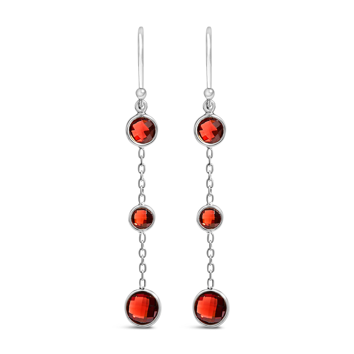 Earrings .925 Sterling Silver bezel-set red garnet dangle pair by Bids.com on Tampa Home & Garden Store