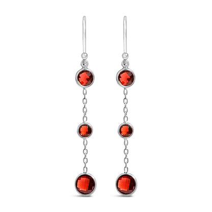 Earrings .925 Sterling Silver bezel-set red garnet dangle pair by Bids.com on Tampa Home & Garden Store