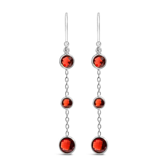 Earrings .925 Sterling Silver bezel-set red garnet dangle pair by Bids.com on Tampa Home & Garden Store