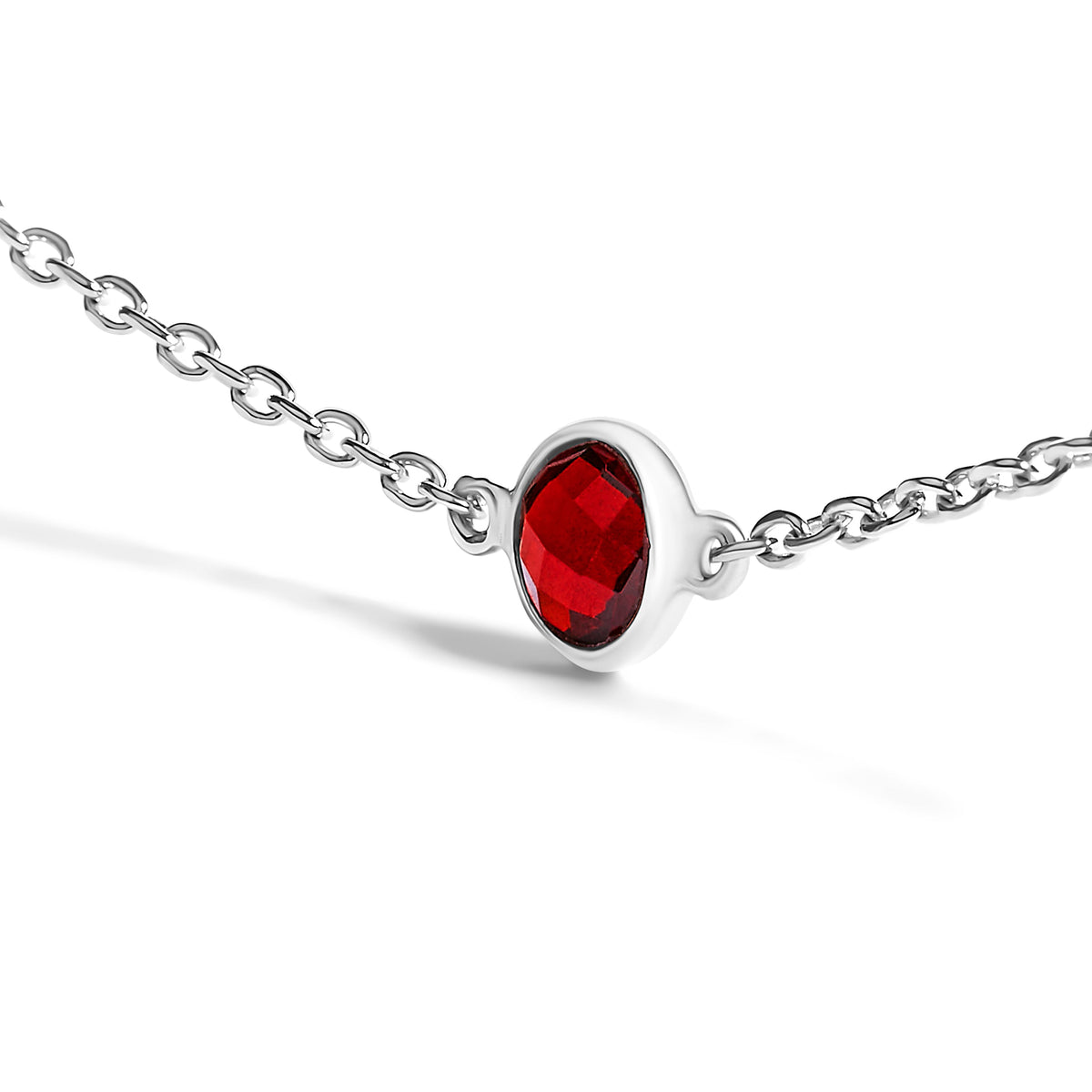 Bracelet .925 sterling silver bezel-set red garnet, 5-station adjustable bolo, by Bids.com on Tampa Home & Garden Store