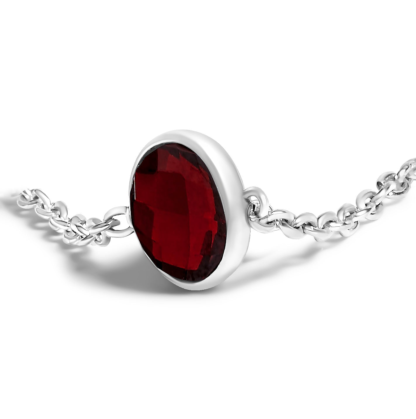 Bracelet .925 sterling silver bezel-set red garnet, chain style, by Bids.com on Tampa Home & Garden Store