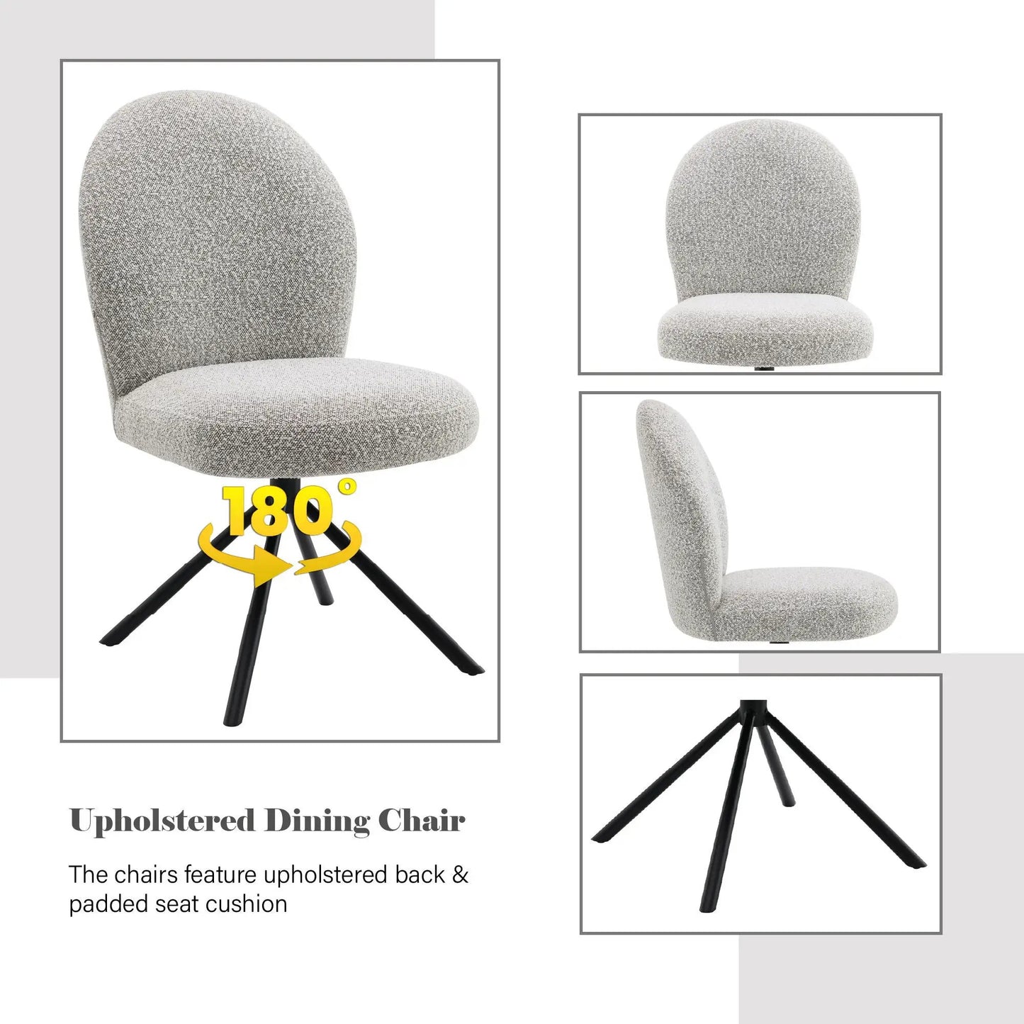 Side chair with swivel, gray upholstered dining chair set of 2 by Unique Piece Furniture on Tampa Home & Garden Store