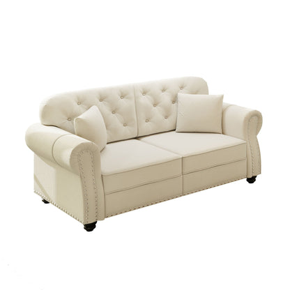Plush Upholstered Chesterfield Sofa and Nailhead