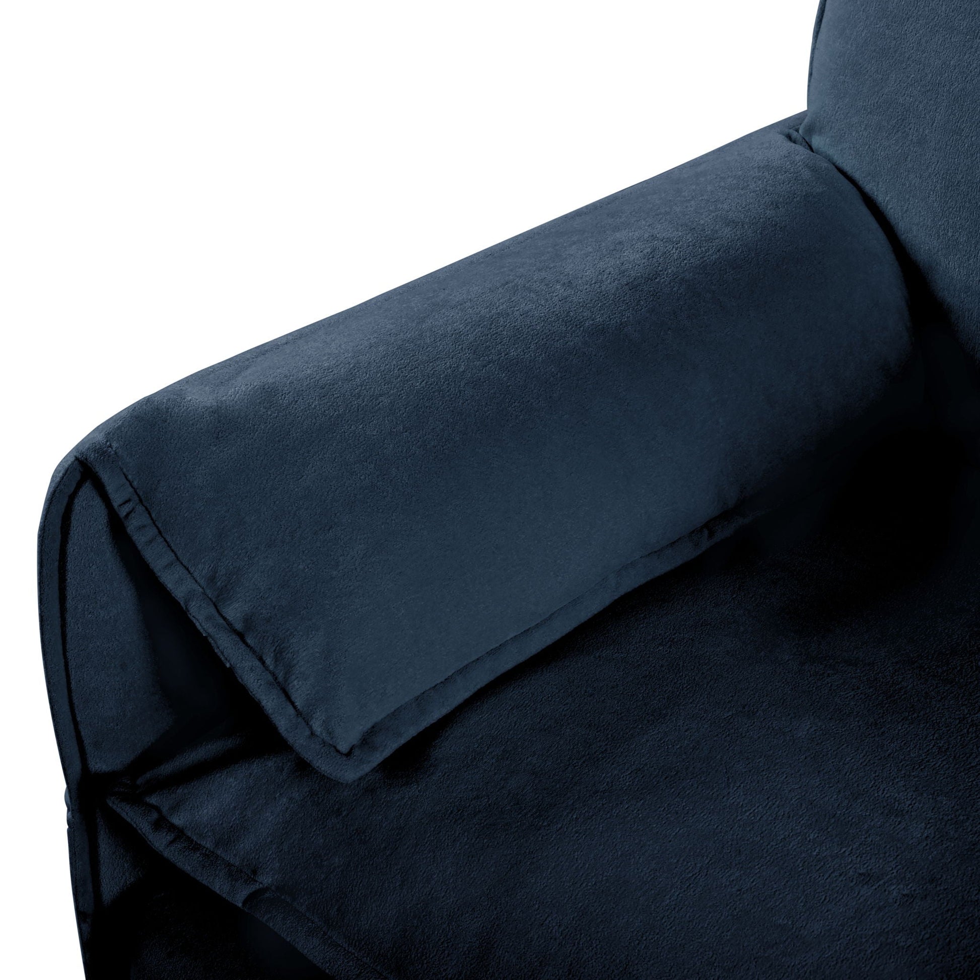 Modern Comfy Deep Seat Modular Sectional Sofa blue velvet with ottoman detail on Tampa Home & Garden Store