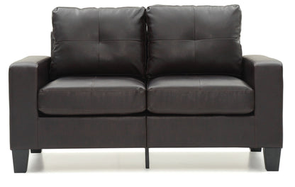 Track Arm Loveseat with Pocket Coil Comfort dark brown leather stationary 2-seat sofa on Tampa Home & Garden Store