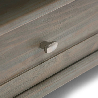 Warm Shaker handcrafted coffee table with warm brown wood grain and brushed metal pull on Tampa Home & Garden Store