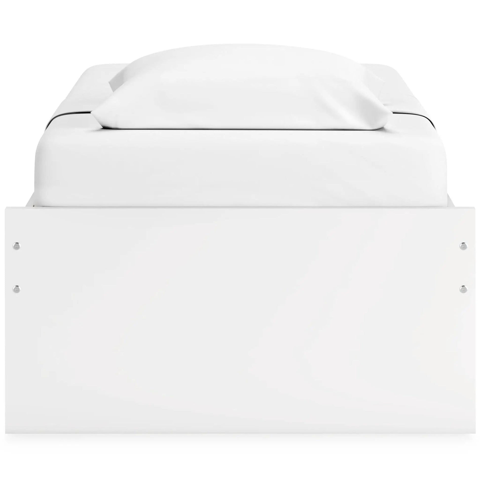 Onita platform bed in white with a white pillow, storage bed by Unique Piece Furniture on Tampa Home & Garden Store