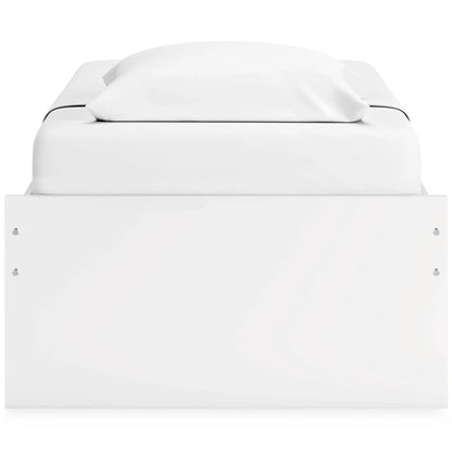 Onita platform bed in white with a white pillow, storage bed by Unique Piece Furniture on Tampa Home & Garden Store