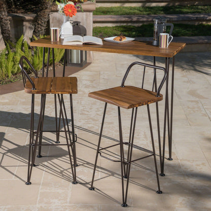 Dione Outdoor Industrial Bar Set of Acacia Wood