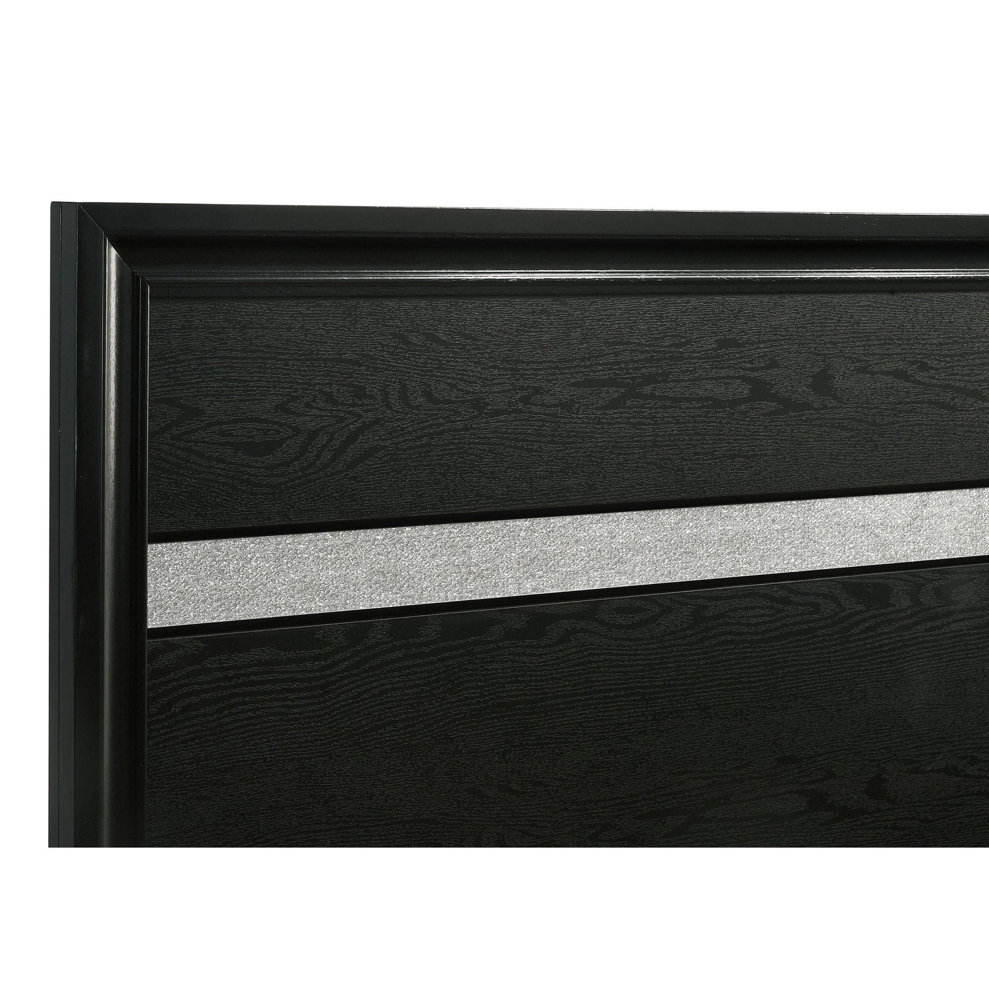 Annie 4 Piece Bedroom Set black wood panel bed frame corner on Tampa Home & Garden Store