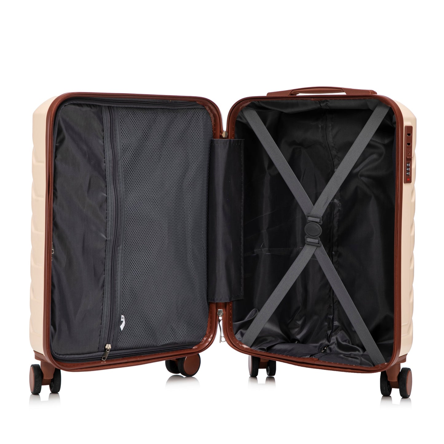2-piece beige ABS spinner luggage set 14/20in by HouseOfZazla with black interior on Tampa Home & Garden Store