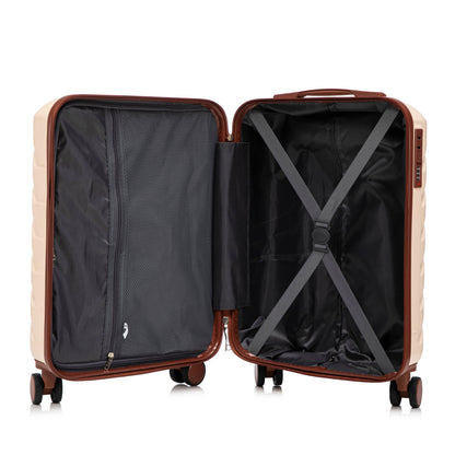 2-piece beige ABS spinner luggage set 14/20in by HouseOfZazla with black interior on Tampa Home & Garden Store