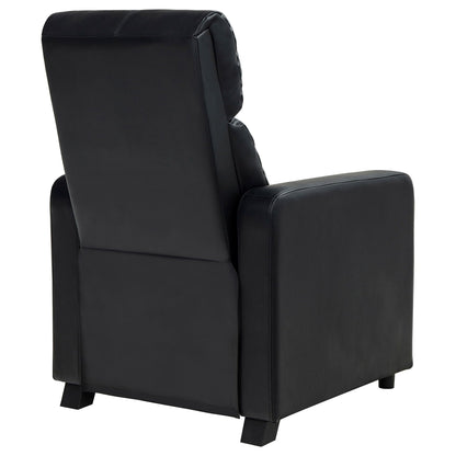 Push Back Recliner - Black, HouseOfZazla; black faux leather, padded back on Tampa Home & Garden Store