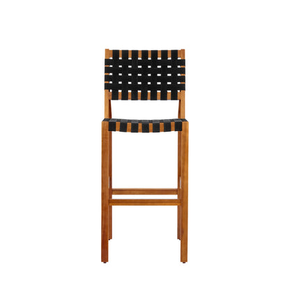 Acacia Wood Outdoor Side Chair and Woven Seat