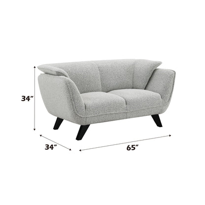 Nayeli Boucle Loveseat stationary gray boucle with black angled legs 65Wx34D HouseOfZazla on Tampa Home & Garden Store