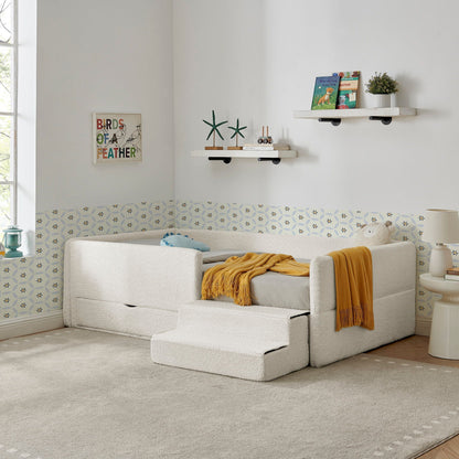 Sturdy Wood Kids Bed with Guardrails and Storage