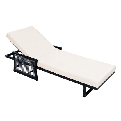 Black Iron Chaise Lounge And A Cream Cushion Set