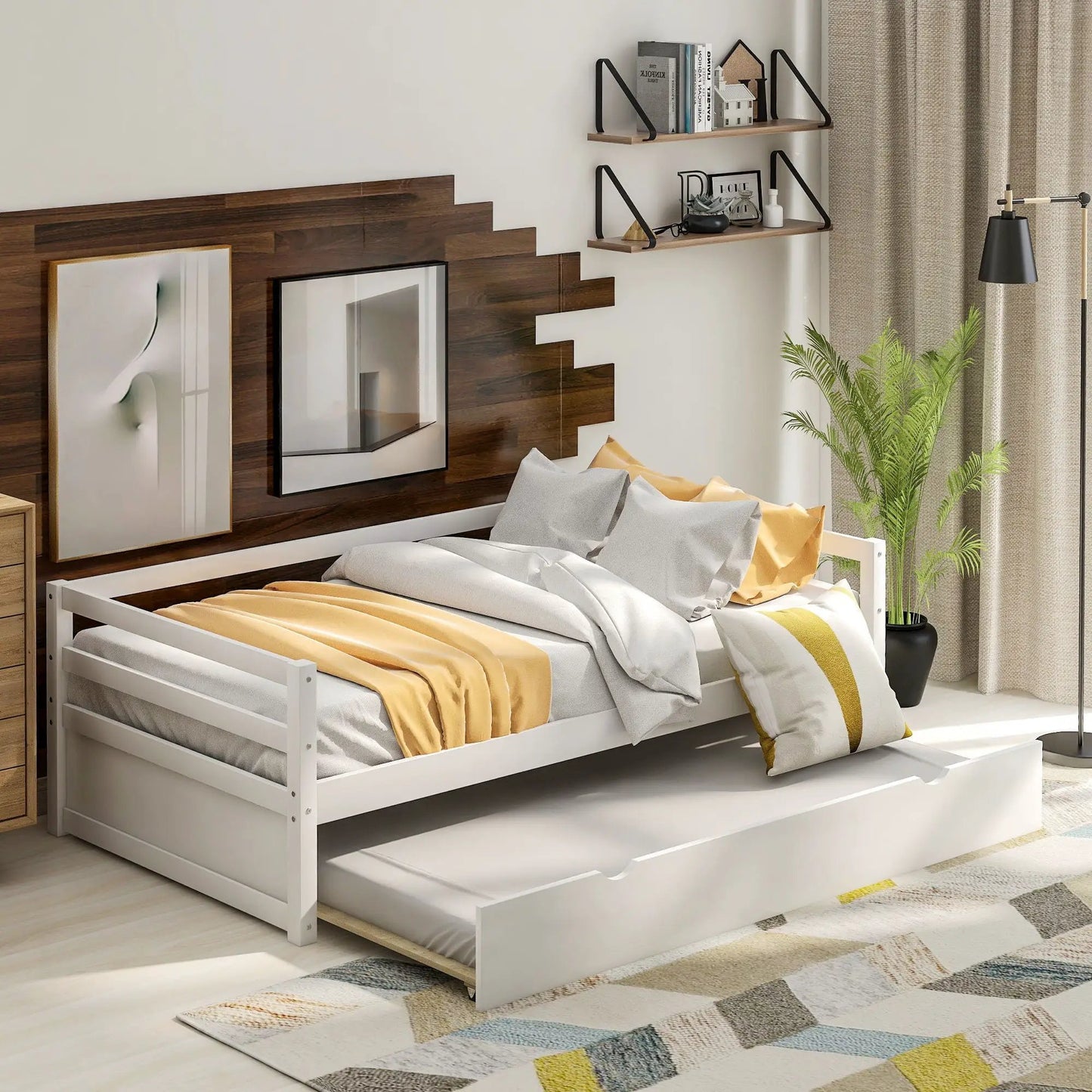 Twin Daybed with Trundle Frame and Solid Pine