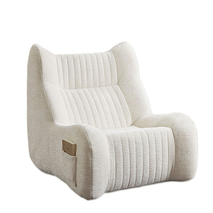 Bean bag chair white chenille memory foam with vertical channel tufting and built-in side pocket on Tampa Home & Garden Store