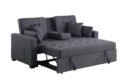 Convertible sleeper loveseat dark gray with cup holder and pull-out bed HouseOfZazla on Tampa Home & Garden Store