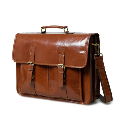 The Architect Brown Executive briefcase by Classy Leather Bags, leather with brass hardware on Tampa Home & Garden Store