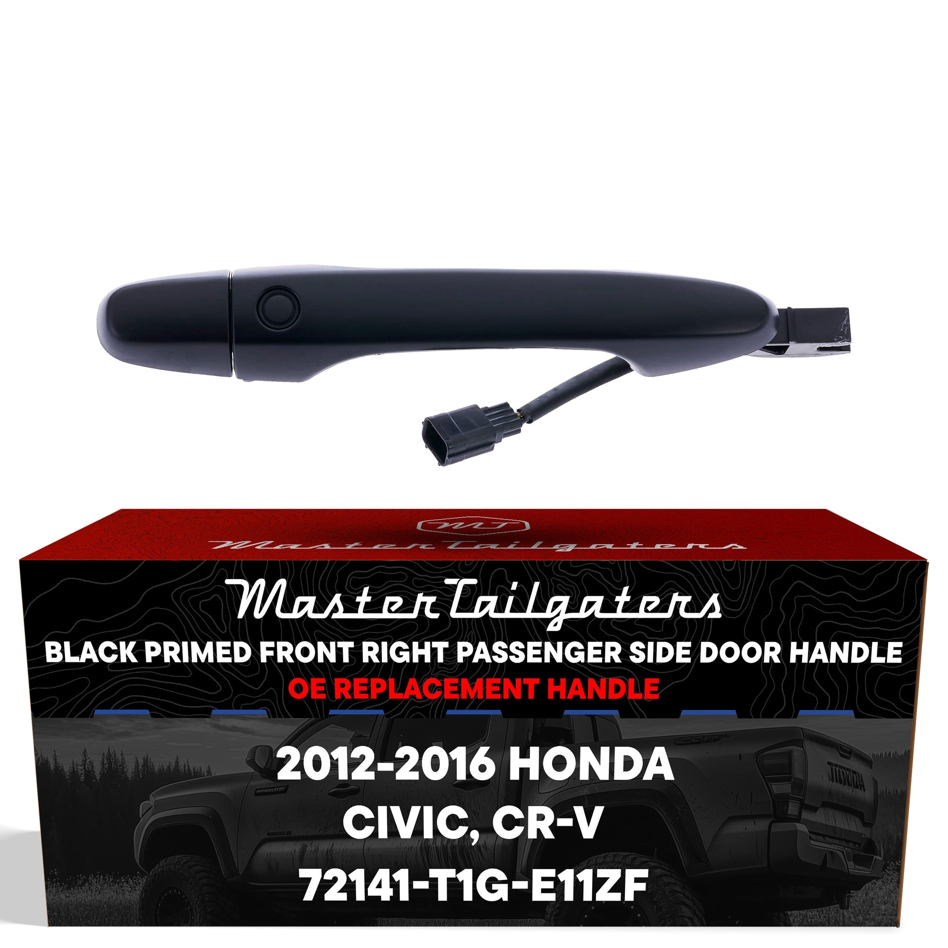 Exterior door handle black primed Front Right Passenger Side w/o Keyhole MasterTailgaters on Tampa Home & Garden Store