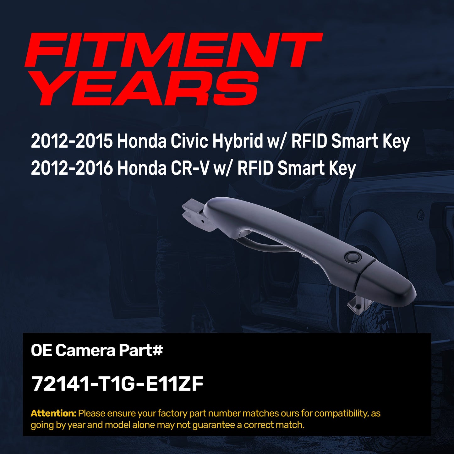 Exterior door handle black primed replacement for Honda Civic Hybrid 2012-15 front-right on Tampa Home & Garden Store
