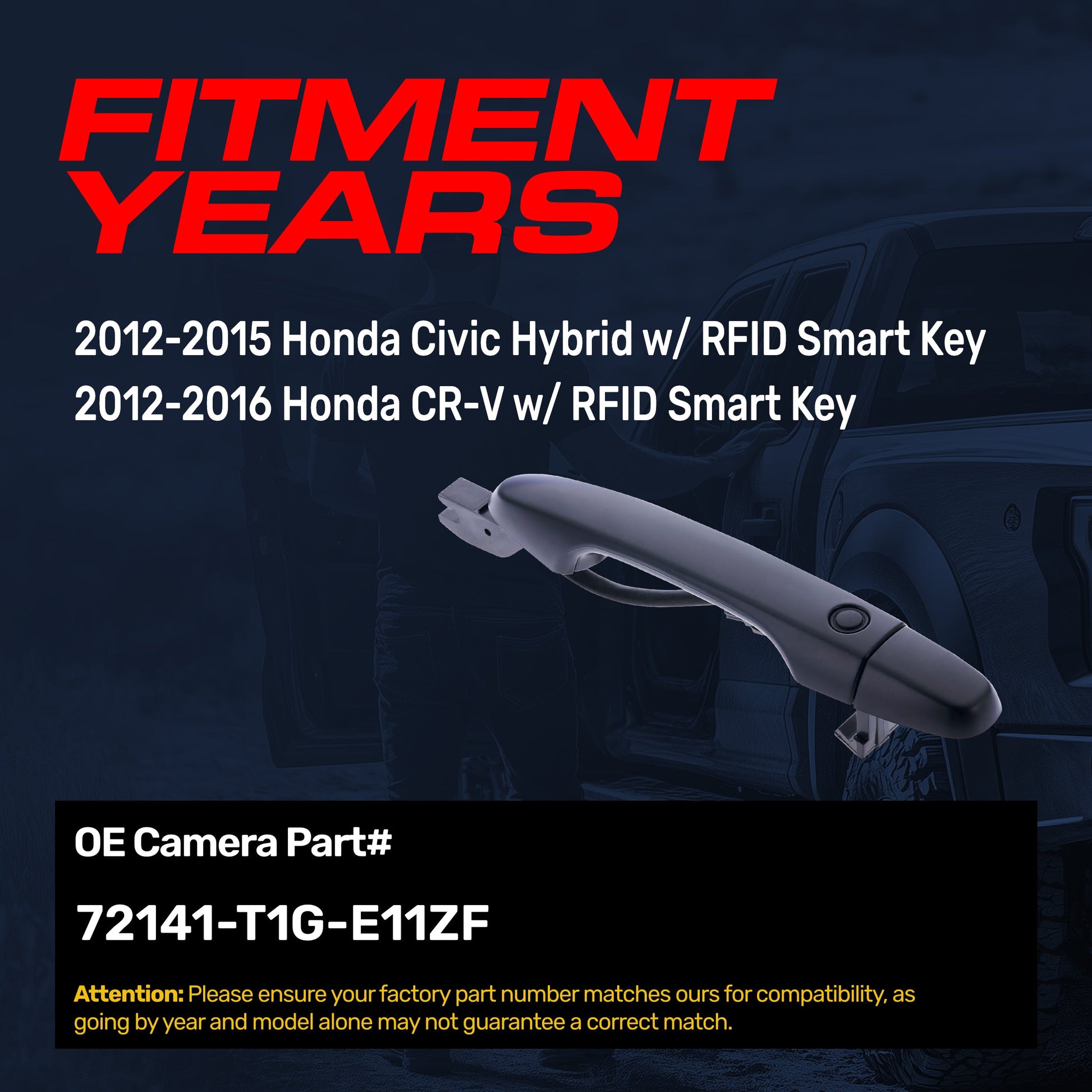 Exterior door handle black primed replacement for Honda Civic Hybrid 2012-15 front-right on Tampa Home & Garden Store