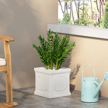 Durable Planter by HouseOfZazla, white square planter with ZZ plant and white stones on Tampa Home & Garden Store