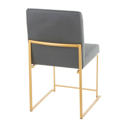 Contemporary high back dining chair set with grey upholstered seat and gold frame HouseOfZazla on Tampa Home & Garden Store