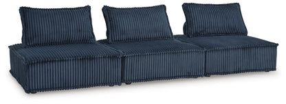 Bales - Sectional navy corduroy stationary sofa with three seats and back cushions on Tampa Home & Garden Store