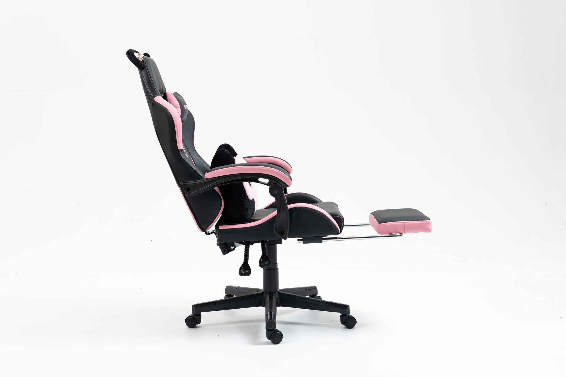Cute Cat Gaming Chair with paw lumbar cushion in pink and black by HouseOfZazla on Tampa Home & Garden Store
