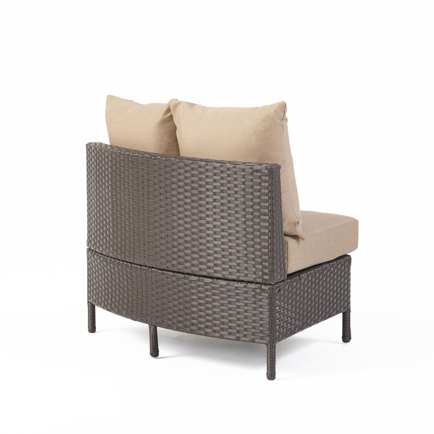Pt Limon Modern Outdoor Single Sofa in brown rattan with beige cushions by HouseOfZazla on Tampa Home & Garden Store