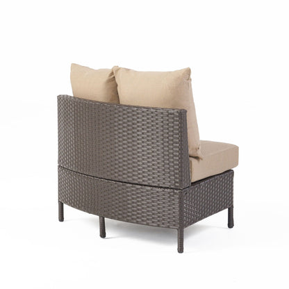 Pt Limon Modern Outdoor Single Sofa in brown rattan with beige cushions by HouseOfZazla on Tampa Home & Garden Store