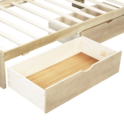 Daybed with slatted frame and 2 under-bed storage drawers in natural wood finish on Tampa Home & Garden Store