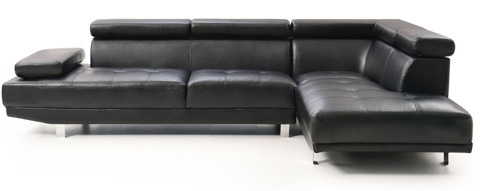 Riveredge Comfort Sectional, black leather stationary sectional with chaise, HouseOfZazla on Tampa Home & Garden Store
