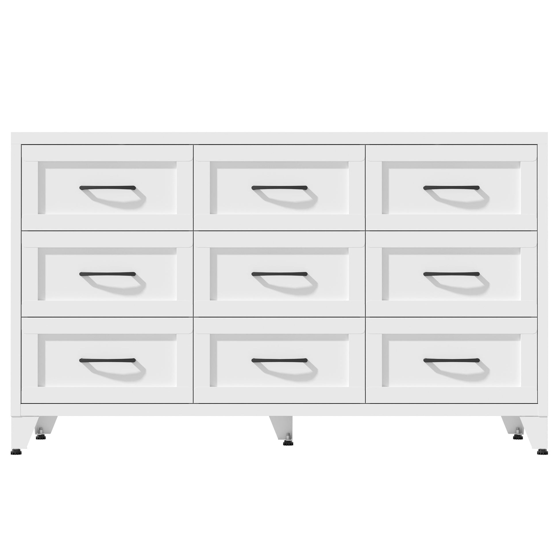 9-drawer white metal dresser with quiet-glide rails and black handles by HouseOfZazla on Tampa Home & Garden Store